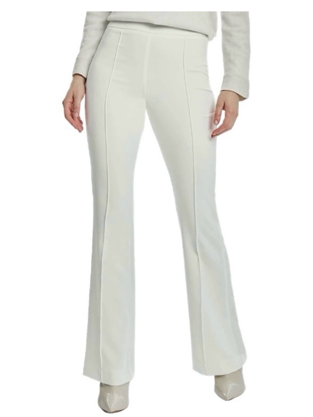 JONES NEW YORK White Pull-On Flare Leg Middle Seam Pants Leggings Size Large